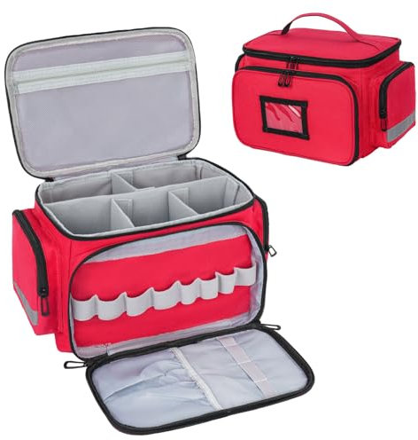 Jamiukro Erst hilf tasch leer, Notfalltasch leer für Krankenschwester, Medizintasche Reise, Medizin-Organizer, Aufbewahrungstasche, Pillenflaschen-Organizer, Reisetasche für Medikamente, Rot