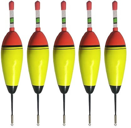 Angel-Bobber-Set mit 5 weichen Eva-Schaum-Schwimmern mit einsteckbarem Leuchtstab-Design für Zander, Karpfen, Barsche(10G)