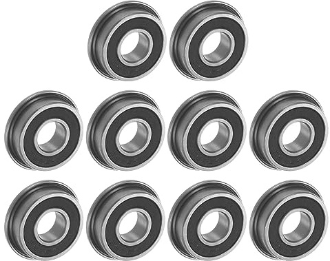 uxcell F698-2RS Flanged Ball Bearing 8x19x6mm Double Sealed Chrome Steel Flange Bearings, 10pcs