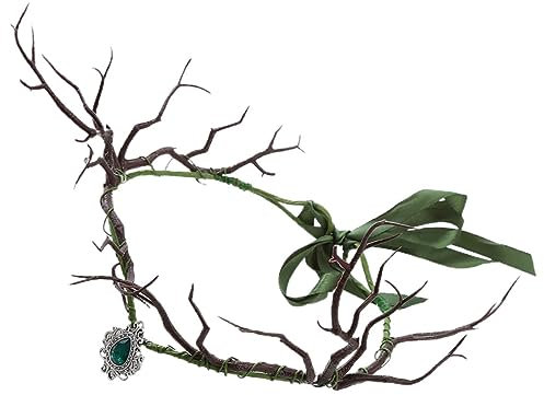 COLLBATH Kronen Für Frauen Haarreif Aus Geweih Elfenkopfschmuck Festliche Waldblattkrone Wikinger-fee-kopfschmuck Feenblumen-kopfschmuck Elfen-tiara Damen Temperament Legierung Feenkleid