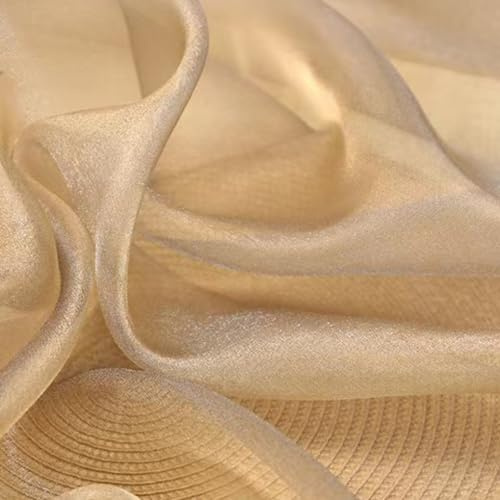 Whakano 3m Glänzend Organza Stoffe zum Nähen Meterware,Chiffon Stoff 140cm Breit,Weich und Fein Durchsichtig Stoff Tüll,für Nähen Basteln,Gardine Vorhänge,Kostüm Kleid Bekleidung,Graues Gold