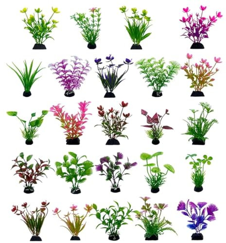 Plantas Acuario Artificiales 24 Pcs Plantas Naturales Acuario Colores Mezclados Plantas Acuáticas Simuladas Plantas Decoración Acuarios Plantas Ornamentales de Acuario para Decoración de Peceras