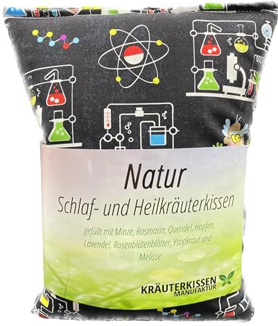 Herbal Pillow, Natural Sleeping and Medicinal Herb Pillow, 25 x 20 cm, Filled with 8 Different Medicinal Herbs, Including Soothing Sleep Aid, Design Grazy Laboratory