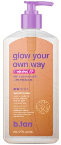 b.tan Transparentes Selbstbräunungsgel | Glow Your Own Way Hydrated –Nicht Abfärbend, Schnell Trocknend, Leichte Graduelle Sonnenlose Selbstbräunungslotion, Feuchtigkeitsspendend, Für Gesicht & Körper