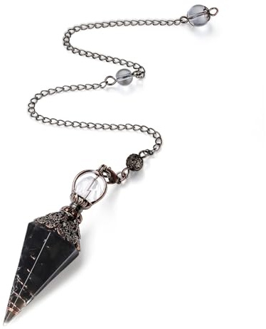 Pendel Obsidian Kristall Harz Heilsteine Natürliches Kristalle Deko | AWARDSEN Pendulum Sechseckiges Edelstein Esoterik Geschenke für Hexerei Zeremonie, Wahrsagen, Reiki Heilung und Esoterik