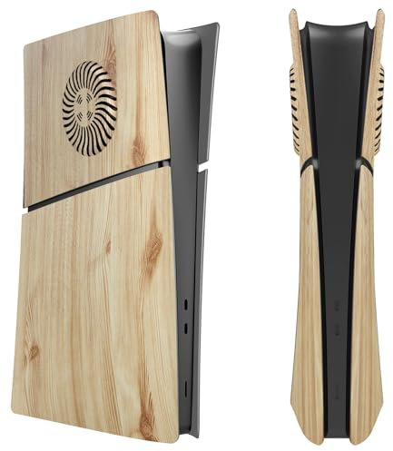 Hzxkqmil Couvercle des Plaques pour PS5 Slim Console Édition Numérique, Plaques Latérales avec Aérations Boîtier de Rechange Coque Personnalisée Panneau ABS Accessoires Anti-Rayures, Grain de Bois