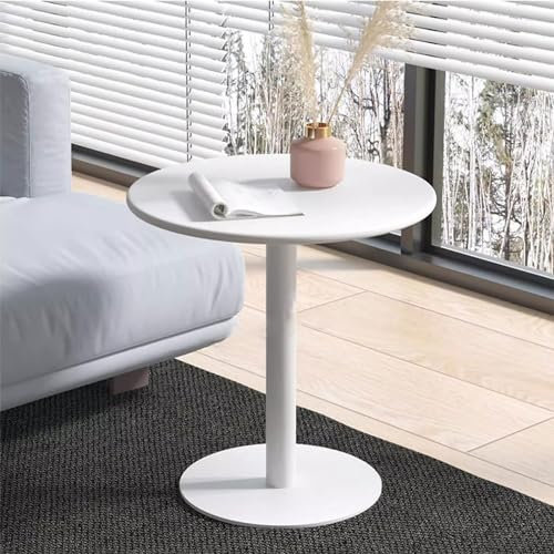 Bistrotisch Runder Bartisch | Hohe Esstische für die Küche | Sofa-Beistelltisch | Bistro-Pub-Tische | Metall Schmiedeeisen | Cocktailtische | Durchmesser Oben 40,5–70 cm | Weiß matt (Größe: