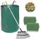 JOYHALO 165 cm Rechen für Blätter, 25 Zinken, Metall-Laubbesen, Set mit 32 Gallonen Laubbeuteln, Gartenrechen 45,7 cm breit, Rechen für Gartenarbeit, Rasen, Hof, Outdoor, Camping, Strauch, Grasstrauch