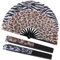 2 Pack Large Folding Hand Fan for Men/Women, Large Folding Hand Rave Fan Clack Handheld Fan, Big Folding Fans Summer Rave Handheld Fan for Disco Party, Beach, Dancing, Gift(Leopard and zebra prints)