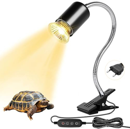 KBIBCK Schildkröte Wärmelampe, UVA, UVB Reptilien Terrarium Lampe, E27 Wärmelampe Terrarium, 25 W, 50 W Schildkrötenlampe mit Clip und 360°Schwenkklemme Clip für Schildkröte, Eidechse, Spinne