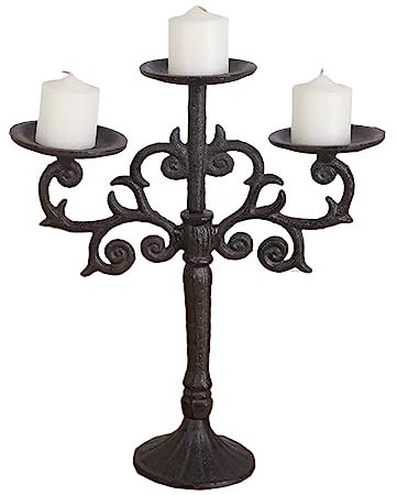 EPOTRDCV Candelabras Candlestick Holder Candelabra 3 Arms Candelabra Cast Iron Metal Candle Stand Antique Candlestick Decorative Candle Holders For Pillar Candles