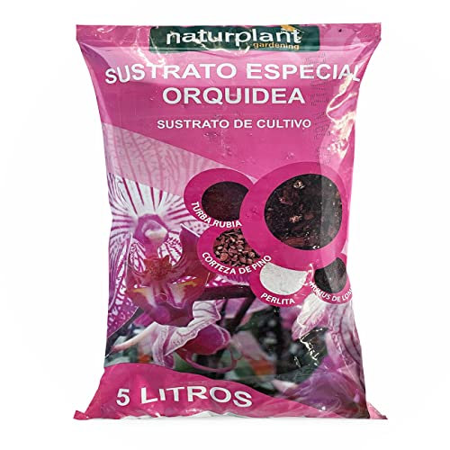 Sustrato Orquídeas terrestres o epifitas | Tierra para Plantas| Mantiene una aireación, Drenaje y retención Ideales para un Crecimiento óptimo | Pack 5 litros