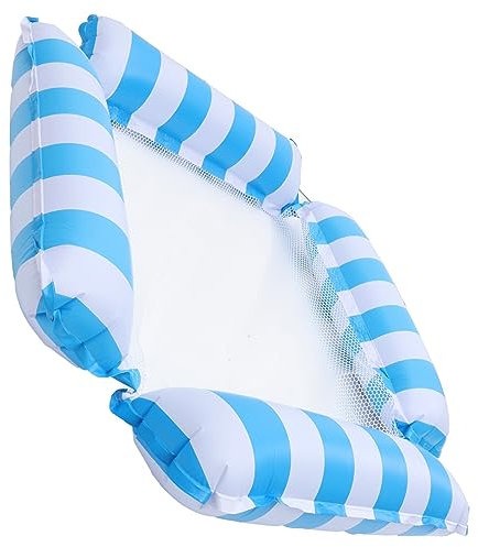 Alasum Hamaca Inflable para Piscina Colchoneta Flotante De Resistente y Plegable Silla Flotante para Relajación y Diversión Agua Color Azul Bomba De Aire