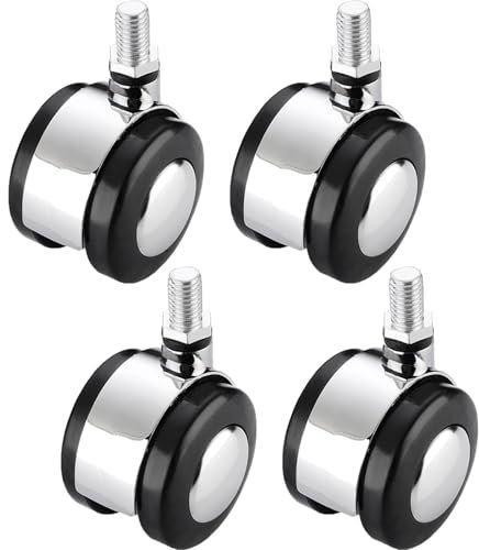 4 Stück Möbelrolle,Rollen M8/M10 Schraube Bockrollen,Schwerlastrollen Lenkrollen für Möbel,4 ohne Bremsen Möbelrollen, 360 Grad Drehung Gummirollen Sesselrollen (M8,40mm)