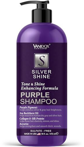 Violettes Shampoo ohne Sulfate für graues und silbernes Haar, violettes Shampoo mit violettem Pigment, um einen Kupferton zu geben, violettes Shampoo für graues Haar für Frauen (16 fl oz)