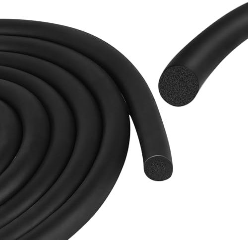 12mm x 5m Dichtung Schaum Rundschnur, Dichtungsband für Türen Fenster, Moosgummi-Wetterdichtungsstreifen, Moosgummi Dichtung, Runde Fugen Dichtschnur, Schalldichter Dichtungsstreifen für Spalt Füllung