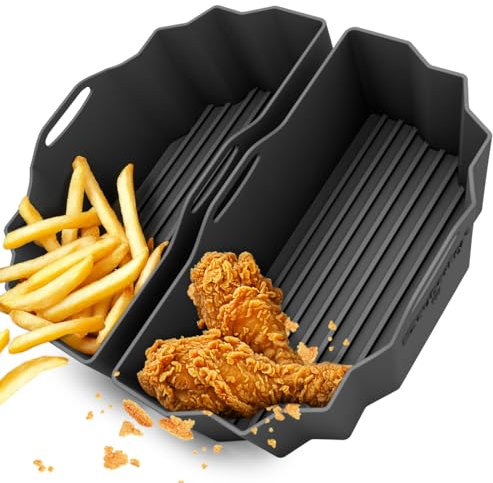 ZauberFry DUAL Silikonform für Heißluftfritteuse AirFryer kompatibel mit Philips, Cosori und viele mehr, Lebensmittelecht, Temperaturbeständig, anstelle Backpapier, Backform, Silikoneinsatz, Zubehör