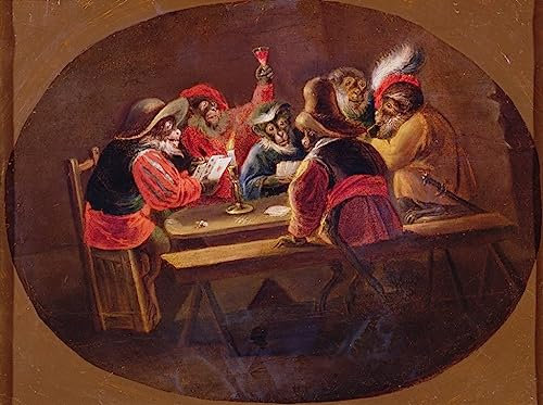 ARToPHIIU Modern Wandbilder Poster Wandbilder Leinwand Bilder Druck Als Soldaten verkleidete Affen spielen Karten und zechen von David Teniers dem Jüngeren für Office Home Decor 60x90cm