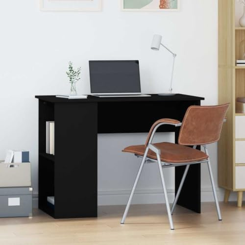 Myheimly Schreibtisch 100x55x75 cm Holzwerkstoff Kompakter Computer-Schreibtisch Schwarz