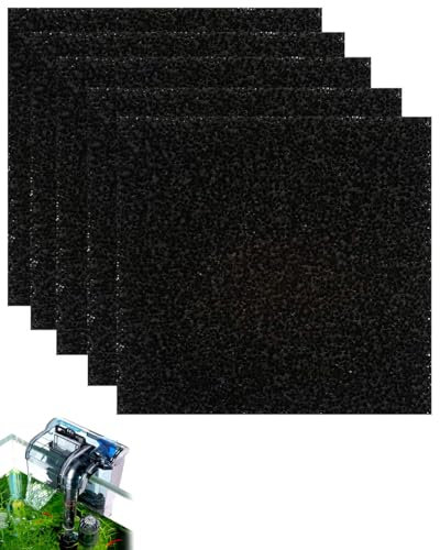 KEMUZ 5Pcs Filtro Carbone Attivo, Cuscinetti di Ricambio Filtro per Acquario, Filtri in Spugna di Carbonio di Ricambio, Multiuso a Carboni Attivi, Compatibili con Pesci e Acquari(130x130x10mm)