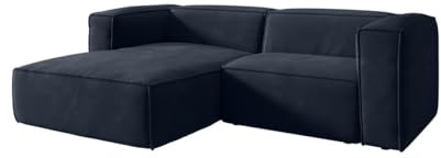Luxusbetten24 Designer Sofa Comfy L Mini in Samt Blau Links