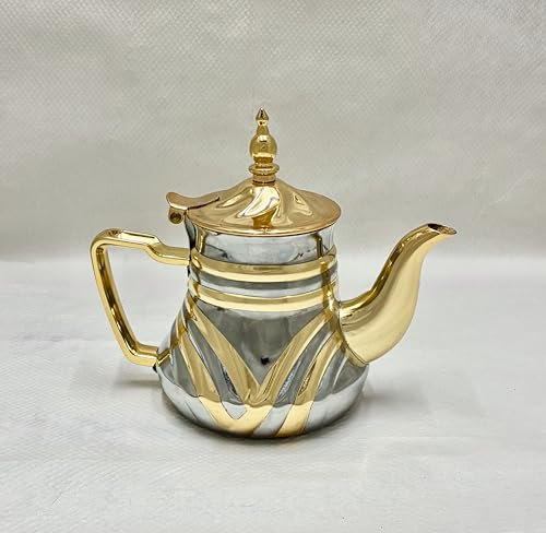 Tetera Árabe Marroquí de Acero Inoxidable 0,5 L - Compatible con Gas y Vitro - Diseño Tradicional para Té o Café - Mango Anticaliente - Filtro incluido.