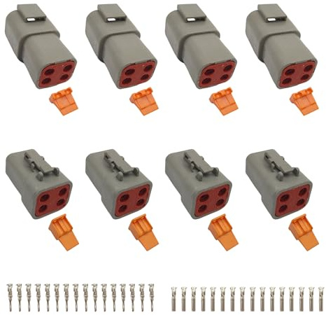 Lot de 4 connecteurs DTP à 4 broches étanches pour voiture, camion, bateau, 25 A 10-14 AWG mâle et femelle