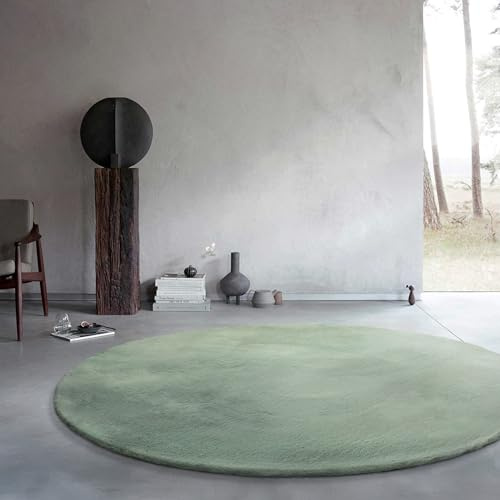 Wecon Home Basics - Flauschiger Hochflor Teppich – Stilvolles und Elegantes Design für Wohnzimmer, Schlafzimmer und mehr - Anna (200 cm rund, türkis)