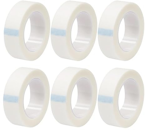 6 Rollen Micropore Tape 2.5CMx9.14M Selbstklebender Verband Mikroporen Band Flexibles Hautband Atmungsaktives Mullband für Nose Tape Sport Wimpernverlängerung