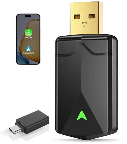 Adattatore CarPlay Wireless – Adattatore Android Auto Wireless, Wi-Fi 5,8GHz Plug & Play, Mini e Stabile, iOS 10+/Android 10+, Connessione Automatica Rapida per Auto dal 2016 in poi (1Pezzi)