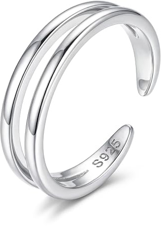 Milacolato S925 Sterling Silber Zehenringe für Frauen | Einstellbare Offene Kleine Ringe Opalstern Daisy Doppelt Gehämmerter Silber Zehenringe Sommer Strand Fuß Schmuck Geschenk