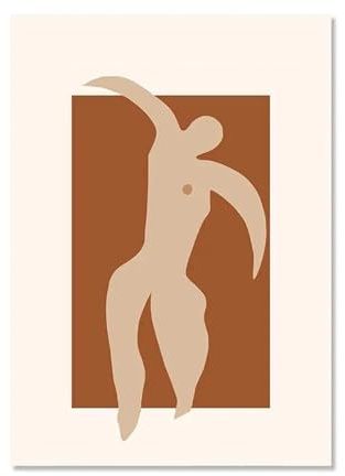 Graiting 1pc Wand Poster Abstrakte Figuren Korallen Linien Malerei Beige Kunstdrucke Bilder Wohnzimmer Wohnkultur(01,40x60cm No Frame)