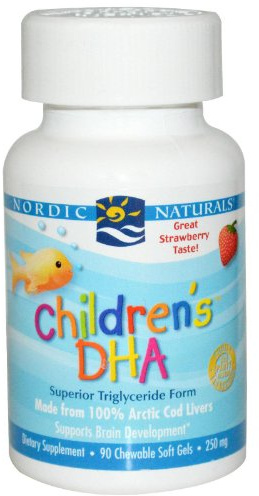 Nordic Naturals Children's DHA Capsules, 250 mg,Strawberry, 90-Count