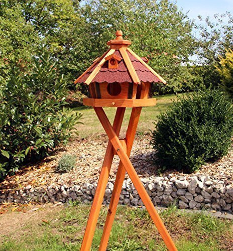Vogelhaus, Vogelhäuser mit und ohne Ständer behandelt Typ 23 (Rot, mit Ständer)