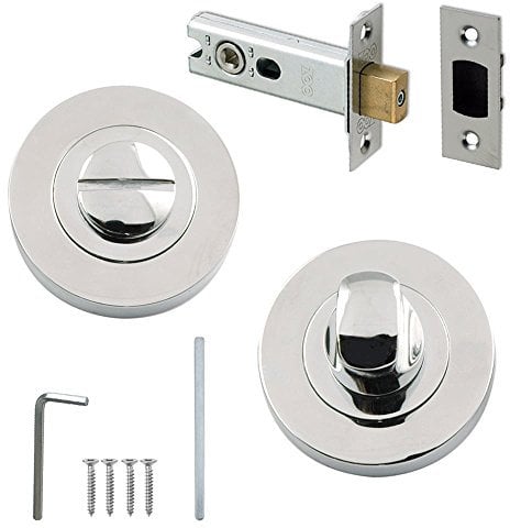 Polished Chrome Thumb & Turn with 64mm Steel Tubular Bathroom Dead Bolt