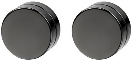 Flongo Magnet Ohrringe schwarz 12mm Edelstahl Herren Ohrstecker magnetisch fake plug tunnel stud magnetic earrings Damen kein Loch ohne Loch Ohrschmuck