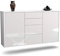 Dekati Sideboard Corona hängend (136x77x35cm) Korpus Weiss matt - Front Hochglanz Weiß - Push to Open - Leichtlaufschienen