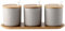 OnePine Set di 3 Zuccheriera, Zuccheriera in Ceramica Rotonda con Coperchio e Cucchiaio, Design Elegante, per Casa e Cucina