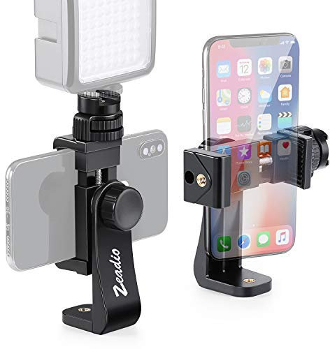 Zeadio smartphone Supporto per treppiede, Adattatore per telefono cellulare, staffa girevole verticale e orizzontale