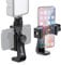 Zeadio Tripod Smartphone Mount, Cell Phone Holder Adapter Clamp with Cold-shoe Mount, Selfie Stick and Monopod Adjustable Clamp, Fits for iPhone, Samsung, Huawei and all Phones