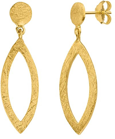 mattierte Silber Ohrhänger Goldschmiedearbeit aus Deutschland (Sterling Silber 925 vergoldet) Damen Ohrringe