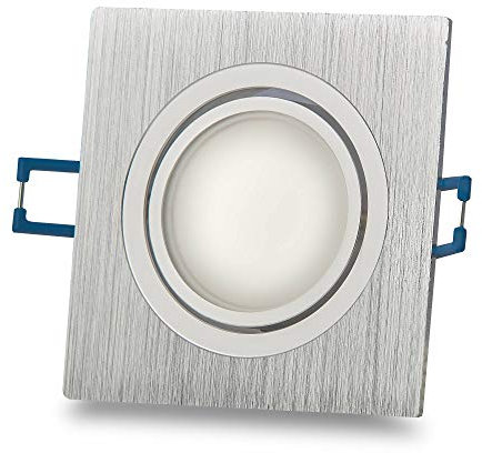 6x LED Einbaustrahler Set 10W neutralweiß 230V - GU10 Einbauleuchte eckig-Edelstahl gebürstet schwenkbar aus Aluminium 70mm Bohrloch Deckenspot Einbauspot