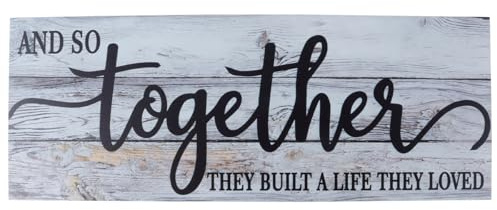 Alnicov Letrero de madera Together y So Together They Built a Life They Loved - Señal de pared de madera rústica para colgar en la pared del hogar, sala de estar, 16.5 x 6.3 pulgadas