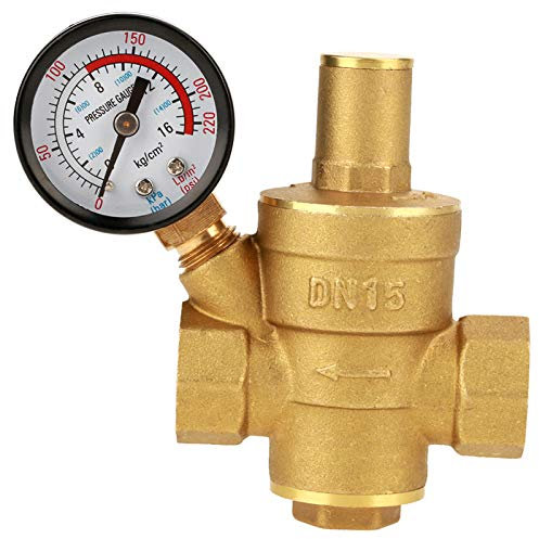 Riduttore di Pressione Acqua, DN15 1/2 7.25-116psi Regolatore di Pressione Dell'acqua in Ottone Riduttore di Pressione con Manometro
