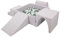 KiddyMoon Aire De Jeux en Mousse avec Carré Piscine À Balles (200 Balles) pour Enfants, Gris Clair: Blanc/Gris/Menthe