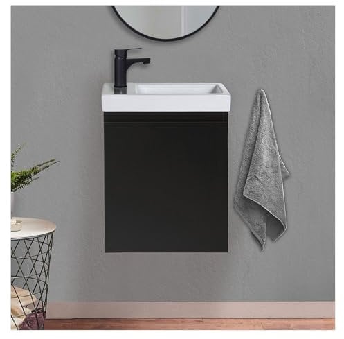 Meuble Lave-Mains Lisa Noir + Robinet Noir