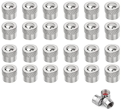 24 Stück Ventilkappen Autoventil Metall Kappen Reifenventilkappen mit Gummiring Dichtung Rostfrei Auslaufschutz für Auto, Ventile Kfz, Fahrrad, LKW, Motorrad, Roller - Silber