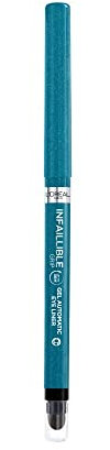 L'Oréal Paris Wasserfester Eyeliner mit Gel-Formel und integriertem Schwamm für gelungene Smokey Eyes, 36h Halt, Infaillible Gel Automatic Grip Liner, Turquoise (Türkis), 1 Stück