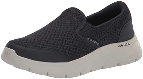 Skechers Men's Go Walk Flex Request Slip-On Sneakers, Navy Textile/Navy Leather/Navy Trim, 7 UK