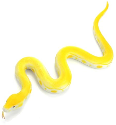 cobee Elastische Schlange aus Gummi realistische Tierfigur große Regenwaldschlangen Spielzeug Schlangenfigur um Vögel fernzuhaltengefälschte Schlangen Gartenrequisiten für Halloween Dekoration(Gold)